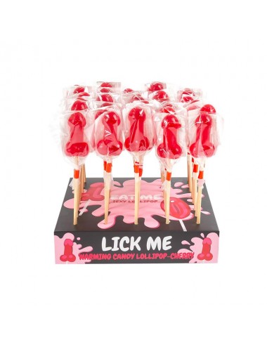 Display Piruleta Pene Cereza Efecto Calor Picante 40pcs