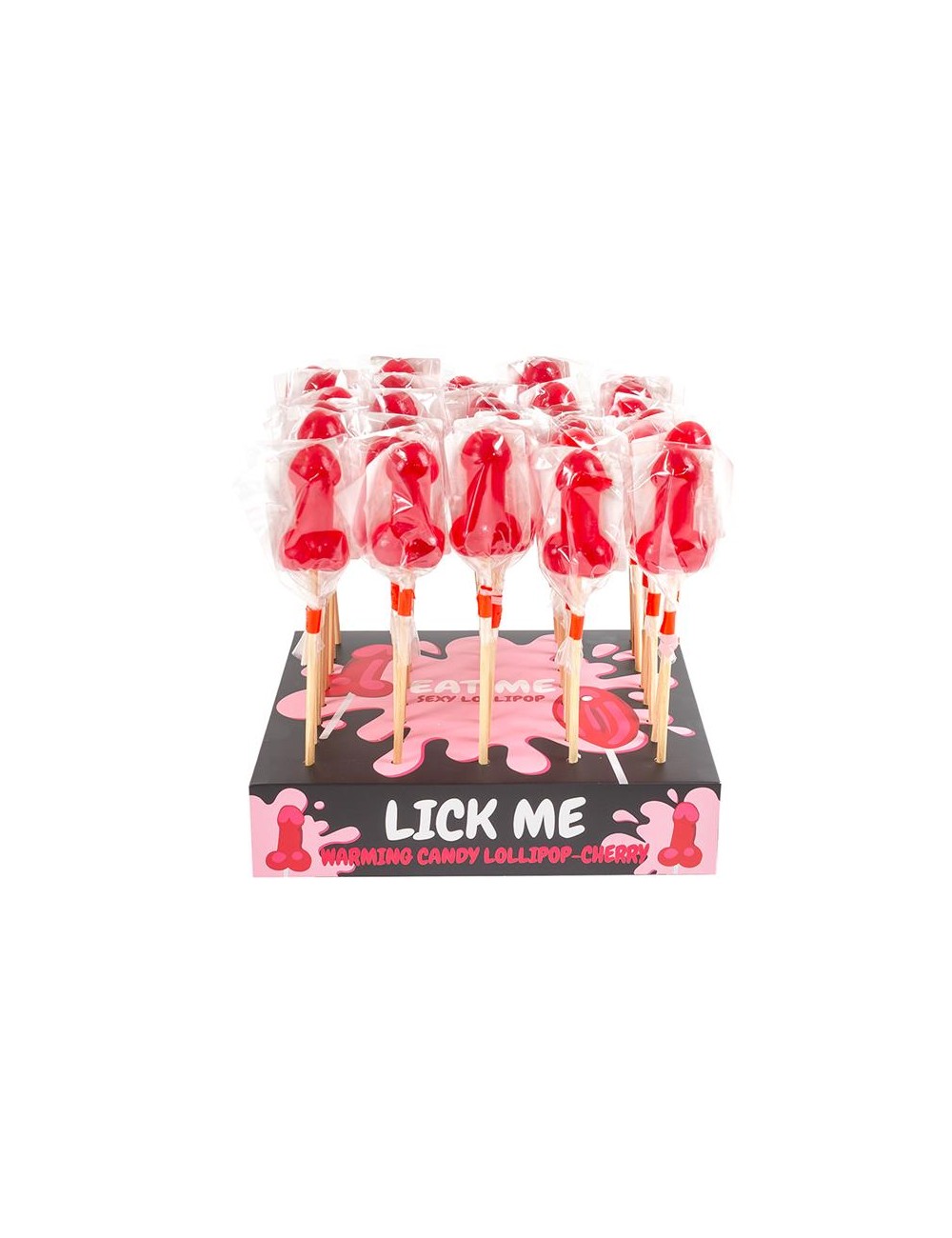 Display Piruleta Pene Cereza Efecto Calor Picante 40pcs