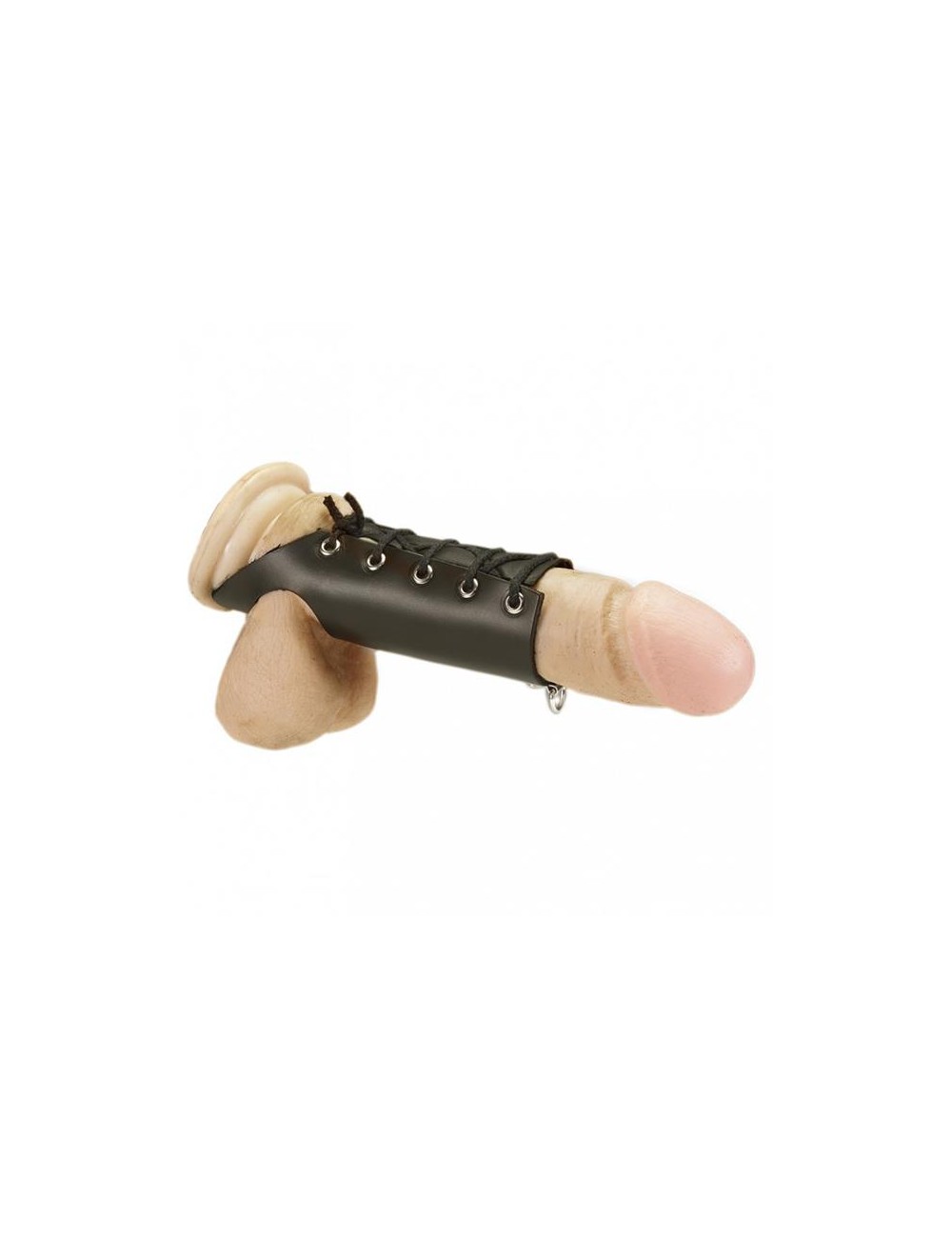 Anillo para el Pene Ancho Ajustable con Cordones Cuero