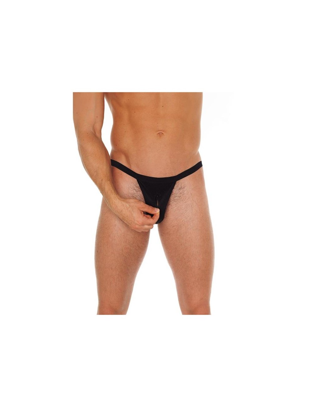Tanga con Cremallera Negro Talla unica
