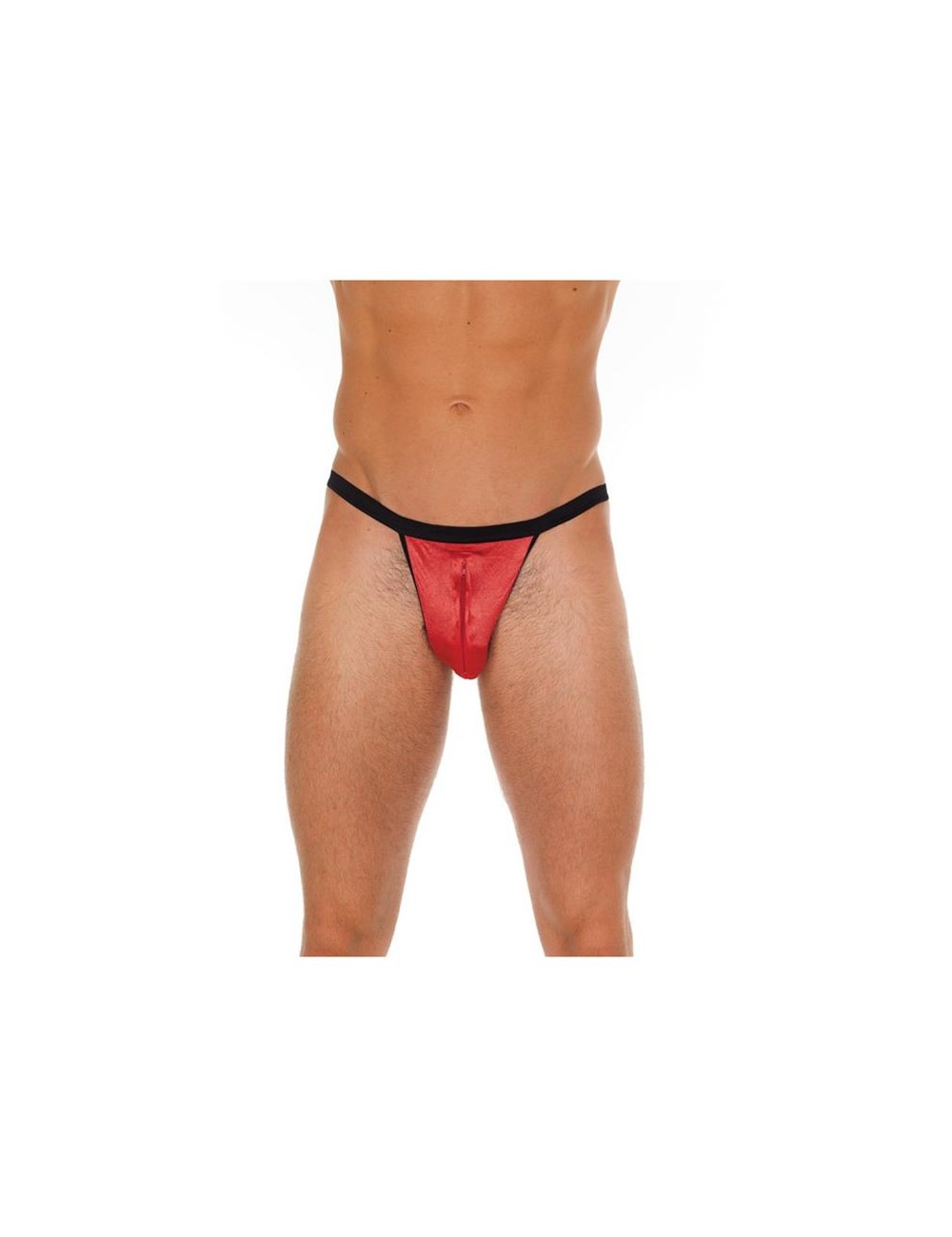 Tanga con Cremallera Rojo y Negro Talla unica
