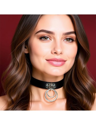 Collar con Doble Aro Cuero Vegano Talla unica