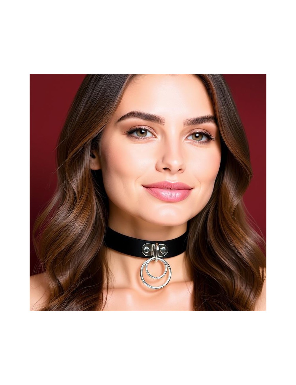 Collar con Doble Aro Cuero Vegano Talla unica