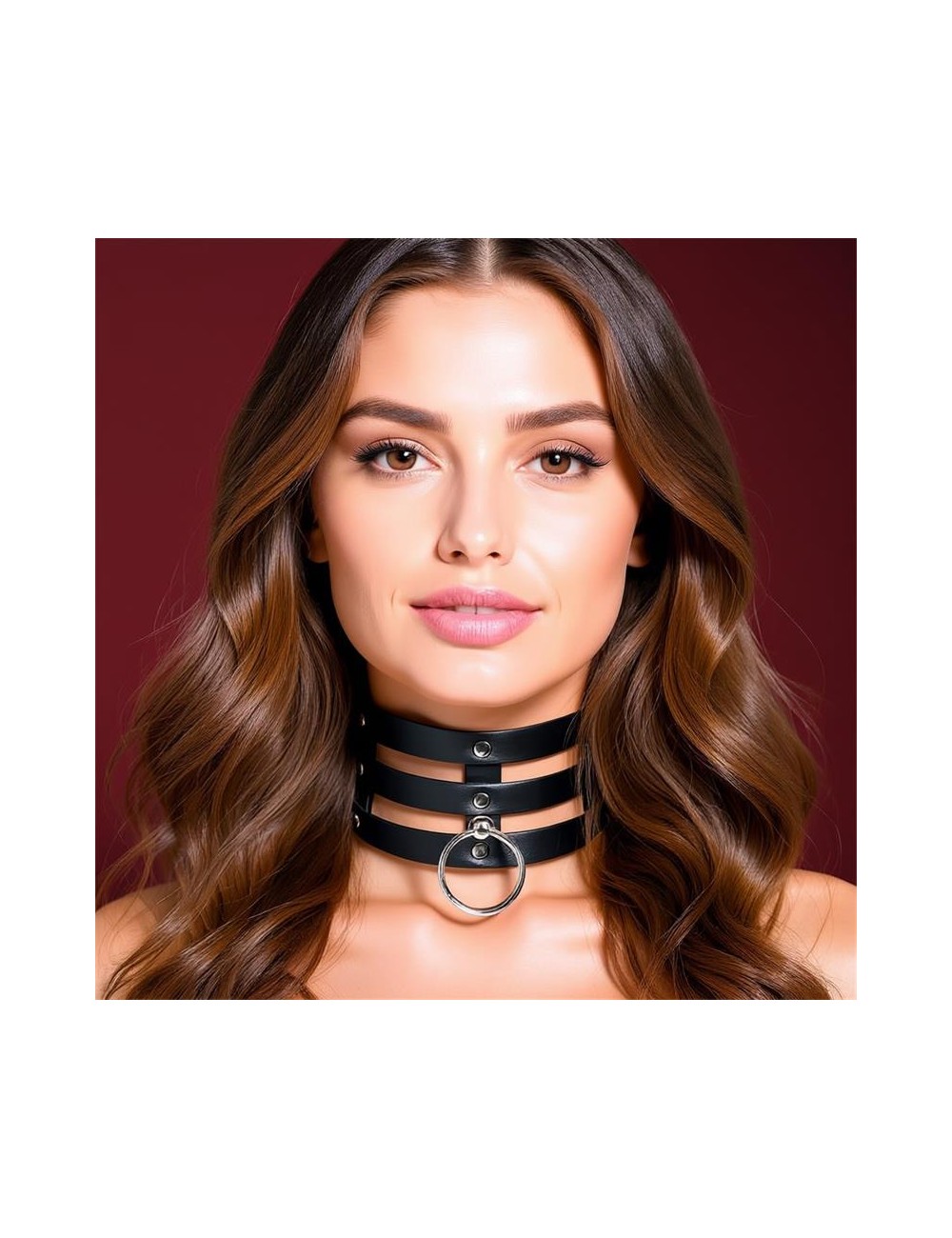 Collar Ancho con Aro Cuero Vegano Talla unica