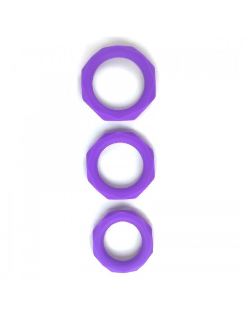 Set de 3 Anillos para el Pene Silicona Purpura