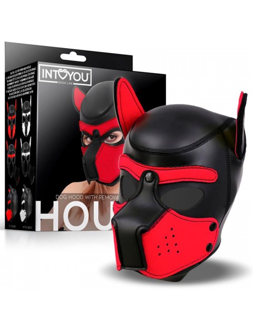 Hound Mascara de Perro Neopreno Hocico Extraible Negro Rojo Talla unica