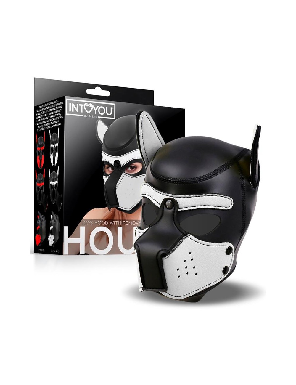 Hound Mascara de Perro Neopreno Hocido Extraible Negro Blanco Talla unica