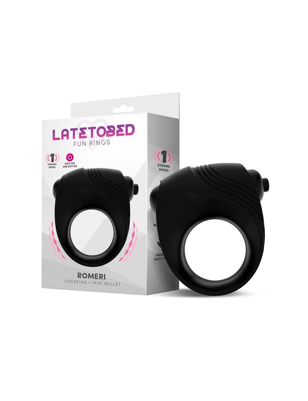 Romeri Anillo Bala Vibradora Silicona Negro
