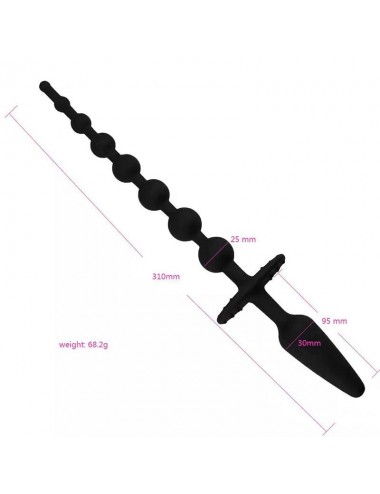 Plug Anal con Cadena Anal Silicona Negro