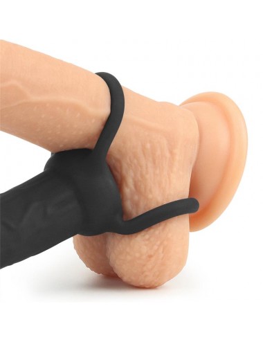 Dildo Anal con Doble Anillo Negro