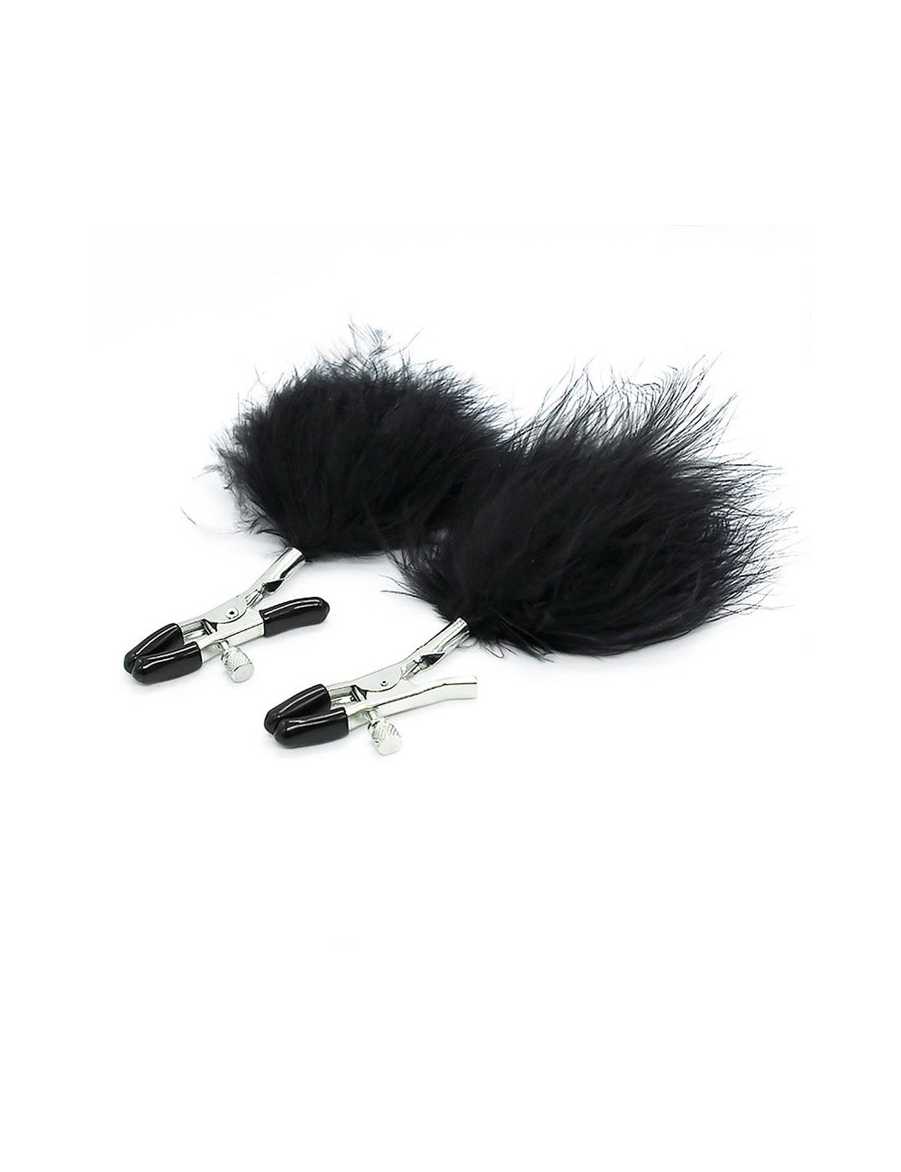 Pinzas para Pezones con Pompon de Pelo Largo Negro
