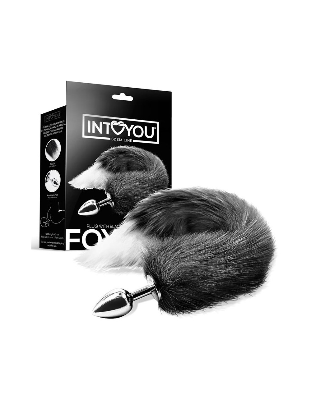 Plug Anal con Cola de Zorro Negro y Blanco