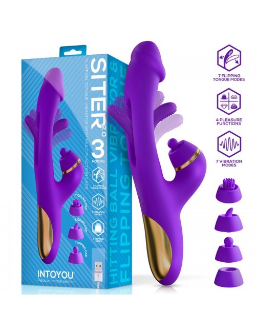 Siter 20 Vibrador con Lengua Flapping Golpeteo y Cabezales Intercambiables