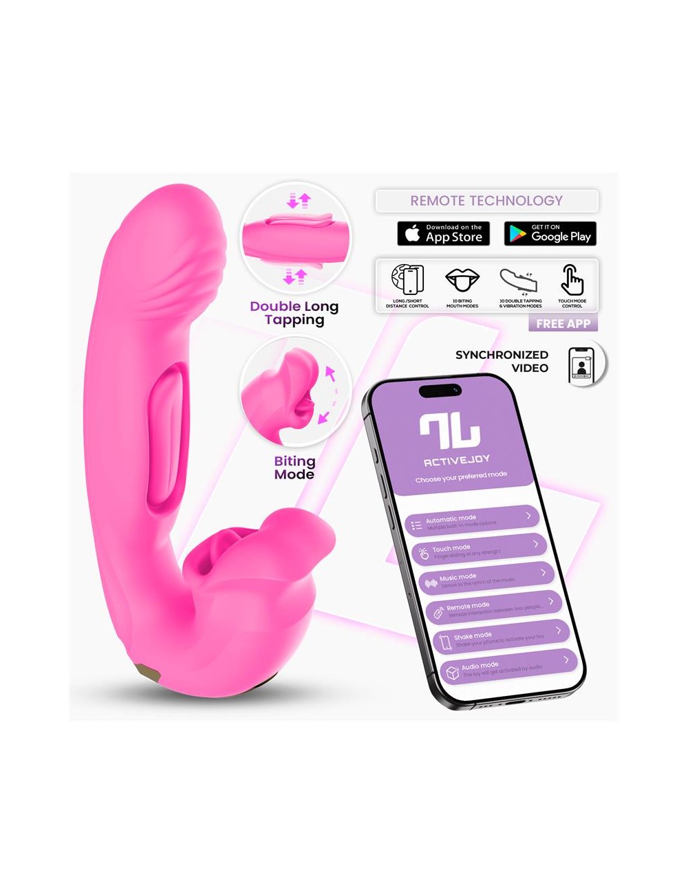 Bimby Vibrador con Mordisqueo y Lengua Doble Tapping con APP