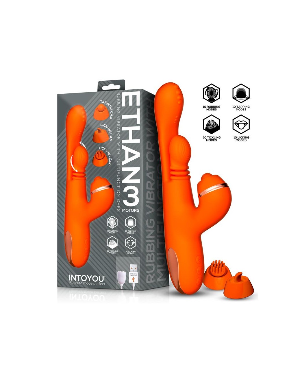 Ethan Vibrador Masaje 360º para el Punto G y Cabezales Intercambiables
