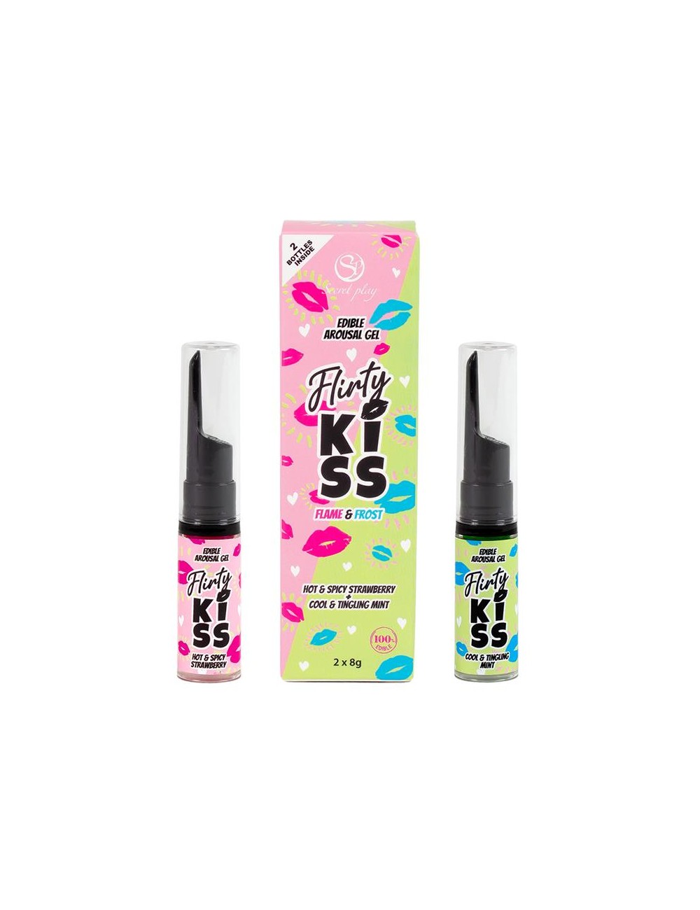 Flirty Kiss Geles para Sexo Oral Fresa y Menta 2x8gr