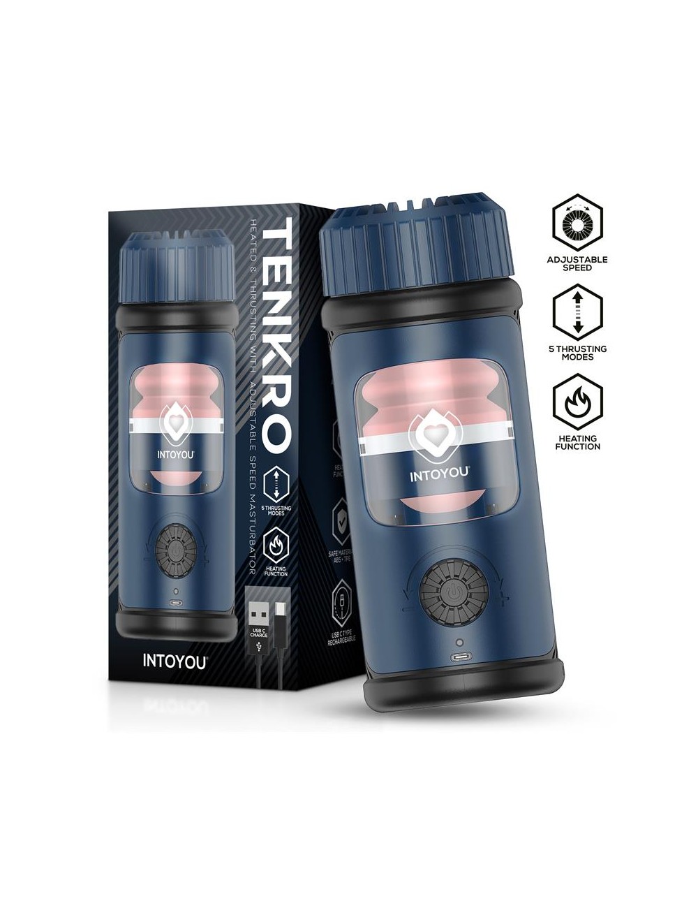 Tenkro Masturbador con Thrusting y Calor USB C