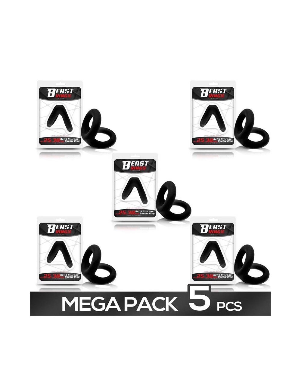 Pack 5 Anillo para el Pene Silicona Solida 25 3 cm