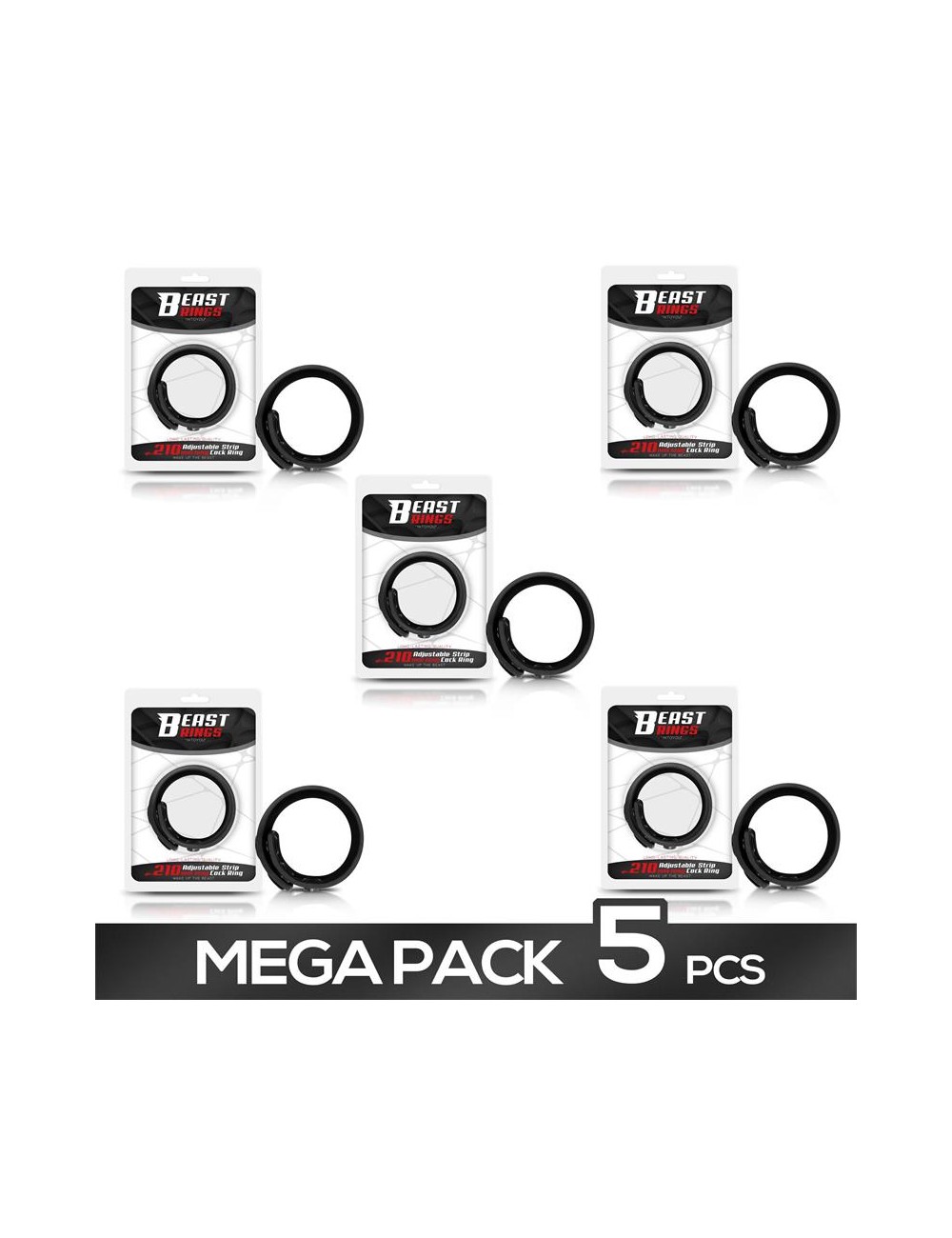 Pack de 5 Anillo Pene Ajustable Silicona Solida 15 21 cm