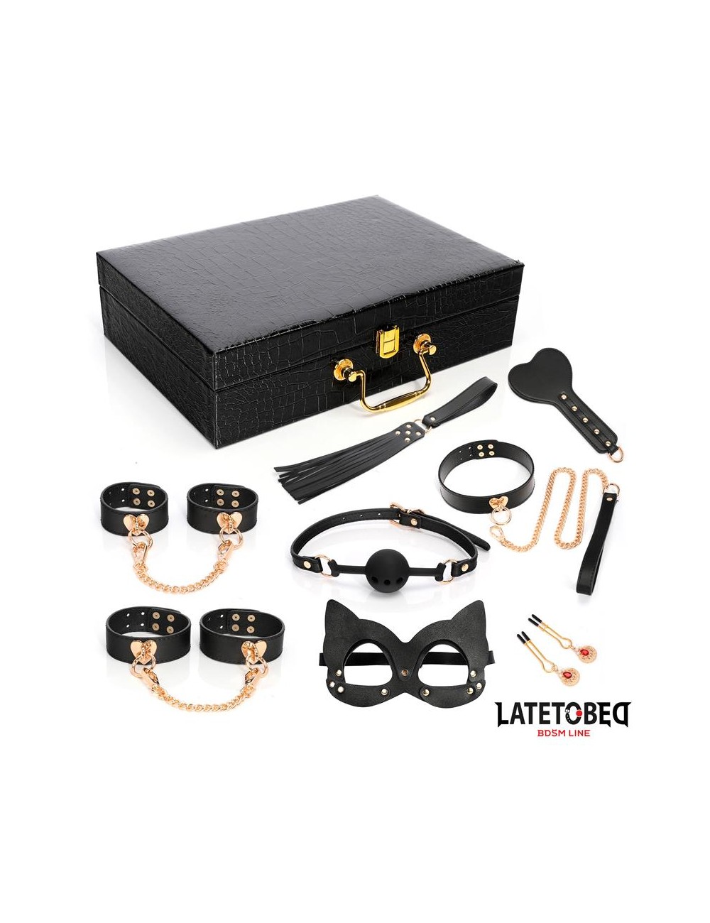 Kit Bondage de 8 Pz Cuero con Maletin de Almacenaje