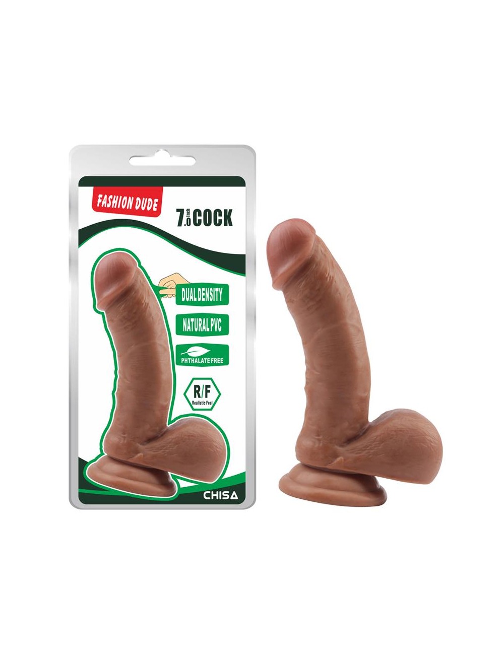Dildo Dual Density Fashion Dude 175 x 41 cm Bronceado