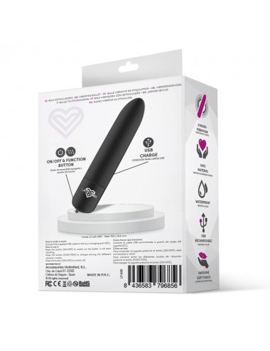 Shoty Bala Vibradora USB 10 Velocidades Potente Motor Negro
