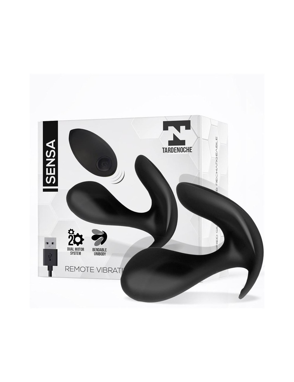 Sensa Estimulador Control Remoto USB SIlicona Liquida Negro