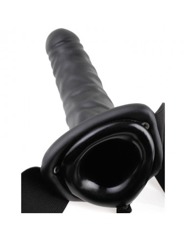 Arnes con Dildo Hueco y Vibracion 8 Negro