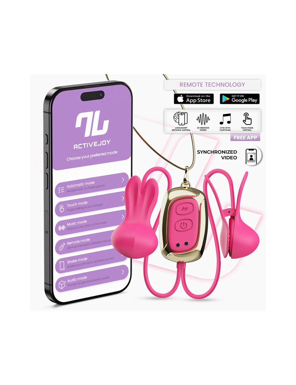 Tickly Pinzas para Pezones con Vibracion Control y Collar con APP