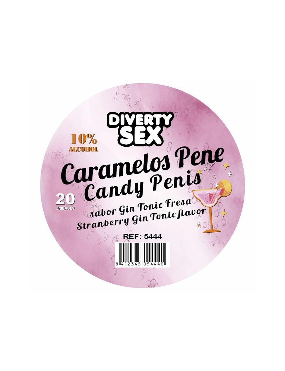 20 Caramelos Forma de Pene Sabor Gin Tonic