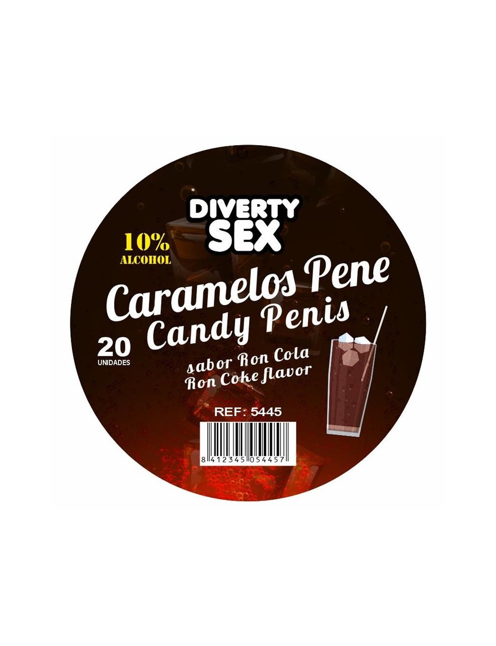 20 Caramelos Forma de Pene Sabor Ron Cola