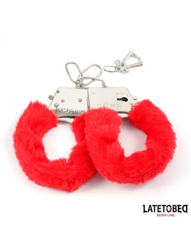 Esposas de Metal Furry con Pelo Rojo