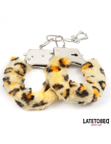 Esposas de Metal Furry con Pelo Animal Print Leopardo