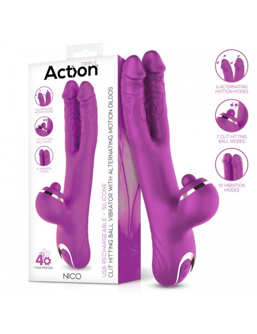 Nico Vibrador con Dildos Alternantes y Bola Percutora 4 Motores