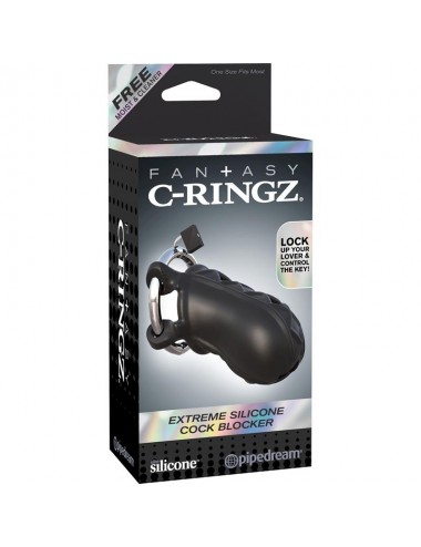Fantasy C Ringz Jaula de Bloqueo extremo de Silicona Color Negro