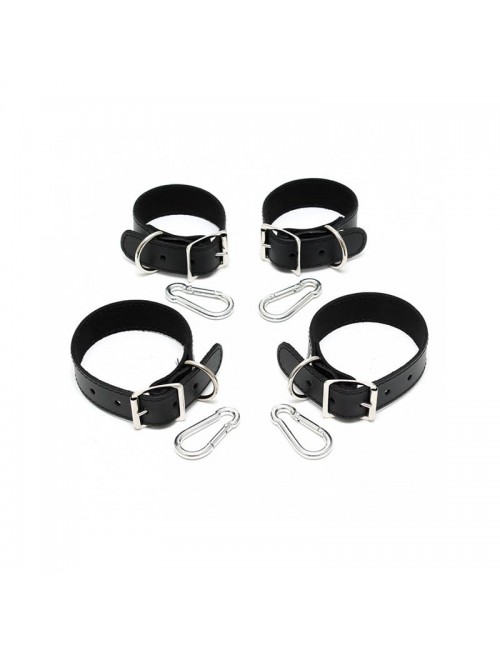 Set Esposas para Manos y Pies Cuero 25cm
