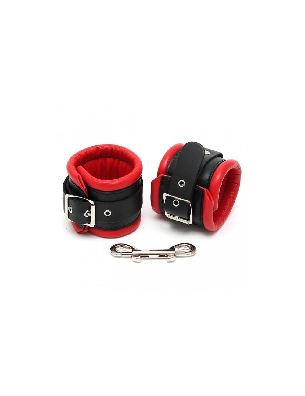 Esposas para Pies Cuero Negro y Rojo 7cm