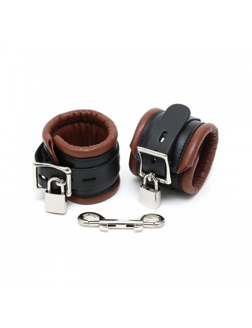 Esposas para Pies Cuero Negro y Marron 7cm Candados