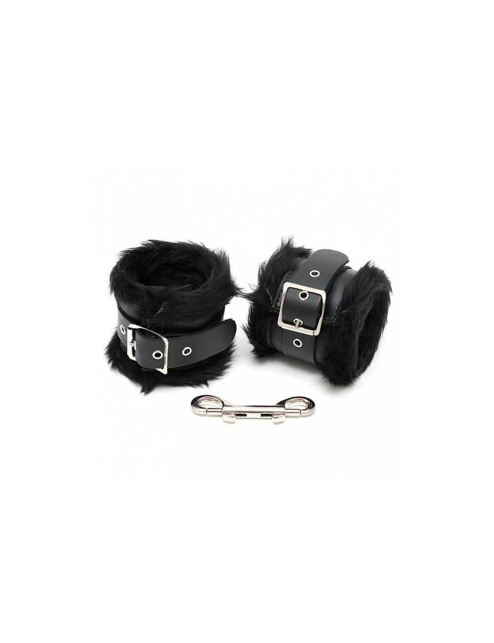 Esposas para Pies Cuero y Pelo Negro 7cm