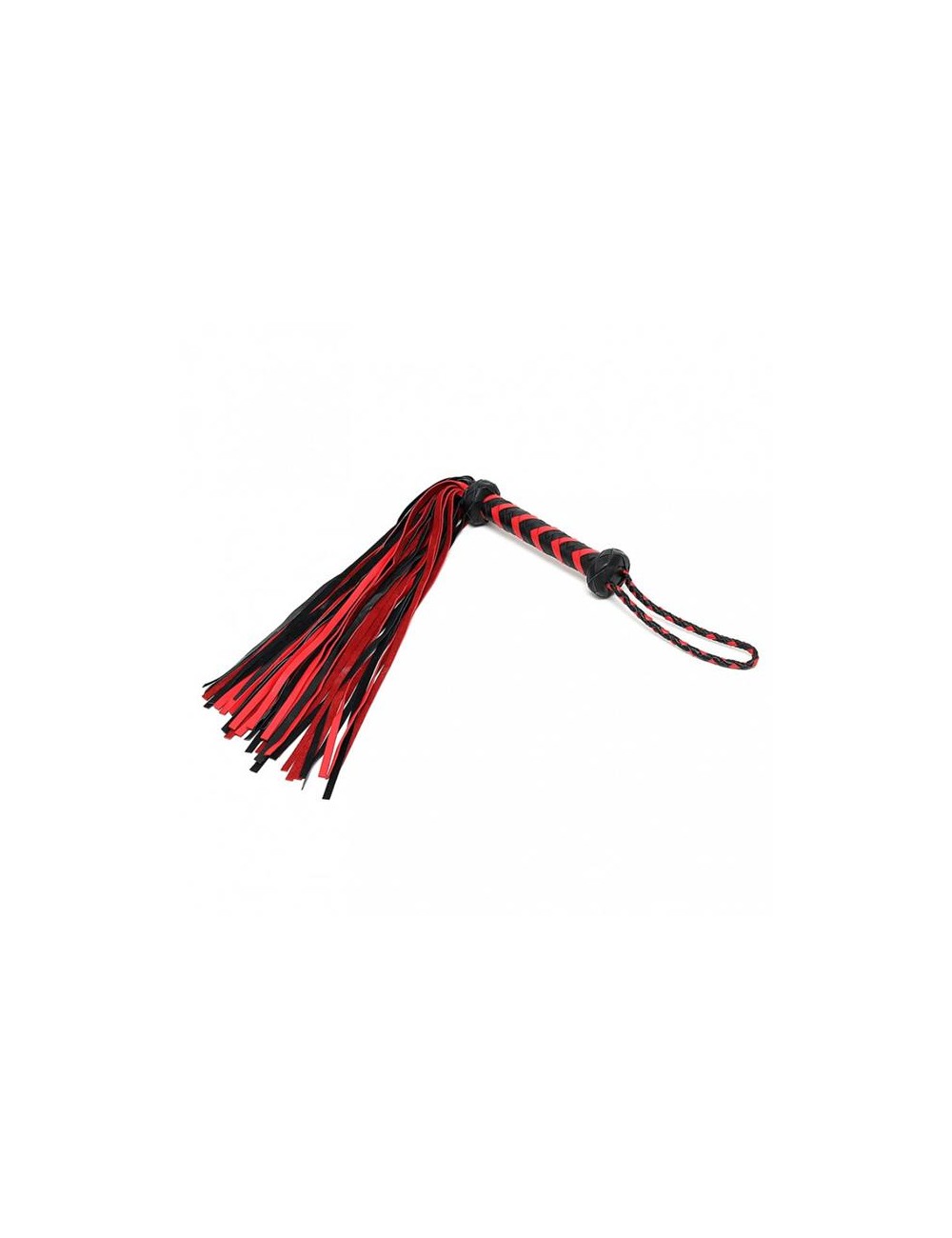 Flogger Trenzado Cuero Negro Rojo