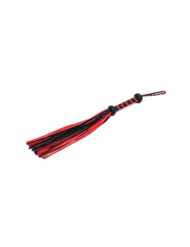 Flogger Trenzado Cuero Negro Rojo