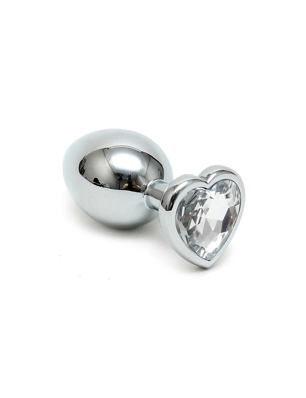 Plug Anal Acero Inox Cristal Corazon Transparente