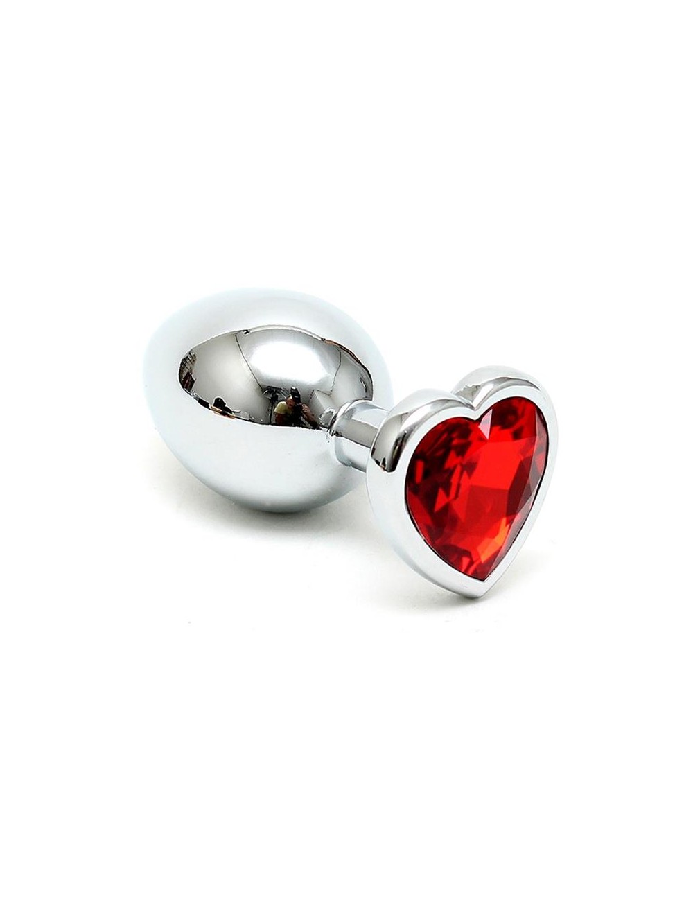 Plug Anal Acero Inox Cristal Corazon Rojo