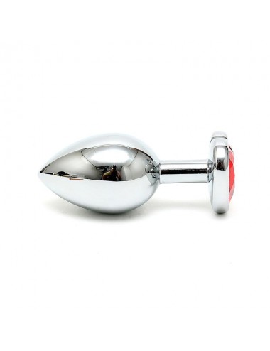 Plug Anal Acero Inox Cristal Corazon Rojo