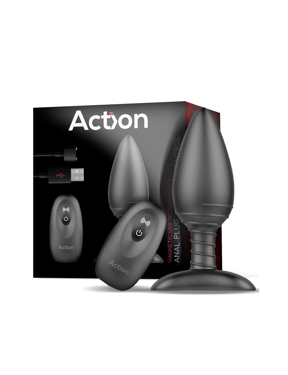 Asher Plug Anal con Control Remoto USB Magnetico Negro