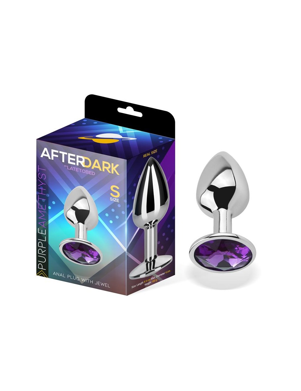 Plug Anal con Joya Purpura Amatista Talla S Aluminio