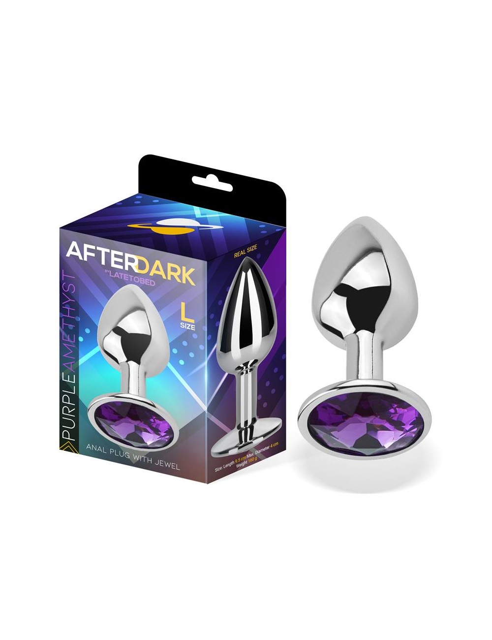 Plug Anal con Joya Purpura Amatista Talla L Aluminio