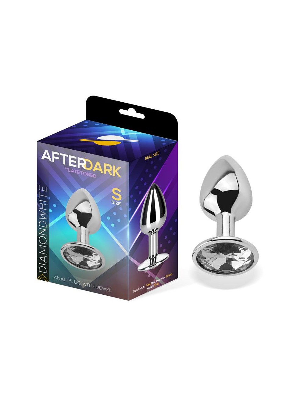 Plug Anal con Joya Color Blanco Diamante Talla S Aluminio