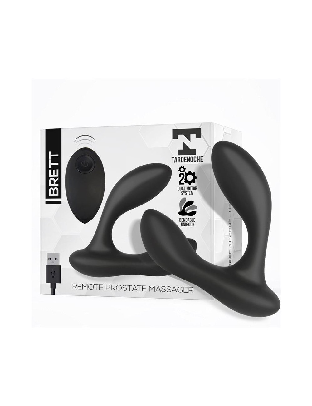 Brett Masajeador Prostatico Control Remoto USB Silicona Liquida