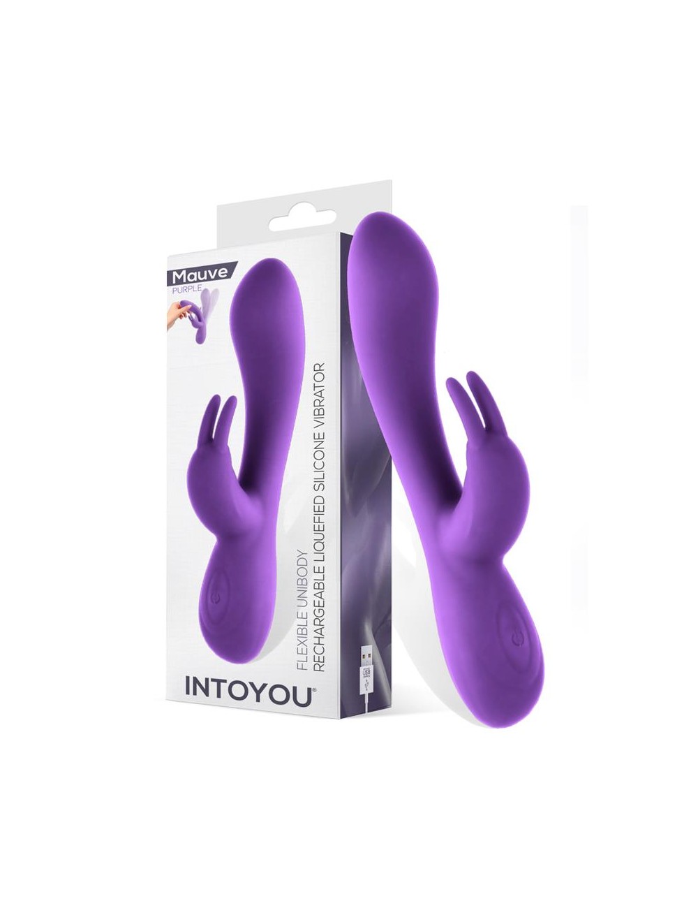 Mauve Vibrador Unibody Silicona Liquida USB Purpura